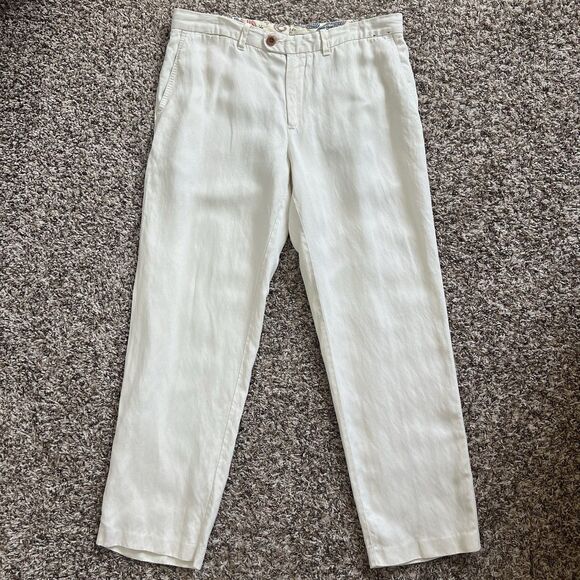 Tommy Bahama Pants Mens 34x30 Beige Tan Linen Blend Beach Resortwear - Picture 1 of 4